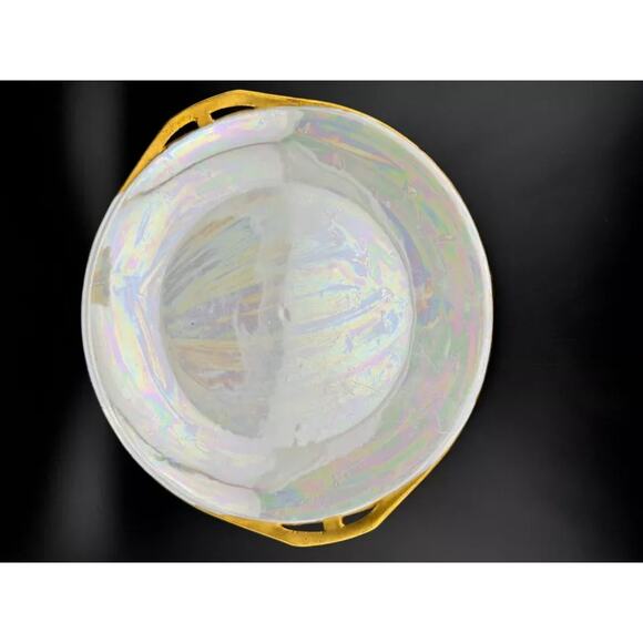 Vintage German Lusterware Round Handled Serving Plate - Picture 3 of 7